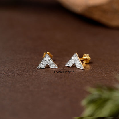 Lucky Clover 18Kt Gold and Diamond Stud Earrings Yellow Gold Bridesmaid Jewelry NP1217