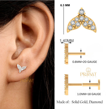 Elegant Diamond Wing Nose Pin/Graceful Twin Wing Diamond Nose Stud/NP1226