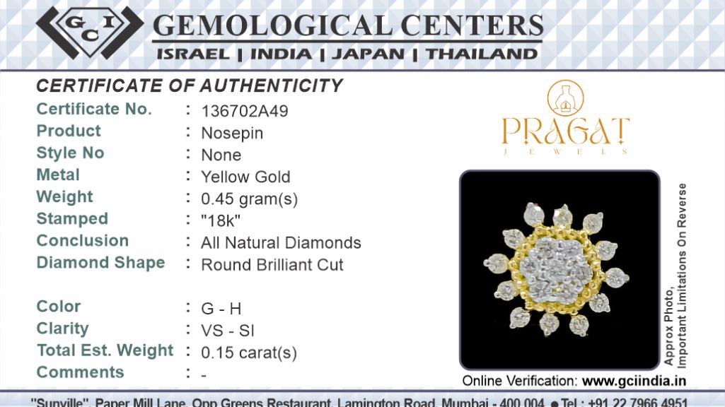 Natural Diamond Flower Stud for Nosepin Threaded Pin, Piercing Jewelry, Conch NP1121