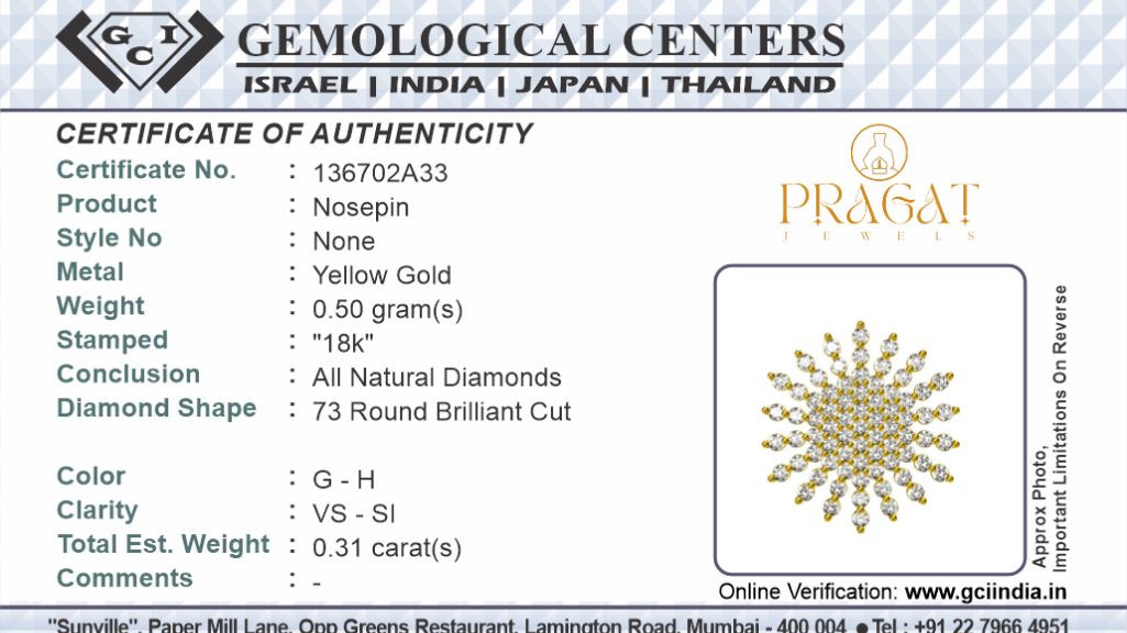 Flower Nosepin Gold Diamond Nosepin  for women Gift for The Percious One.NP0667