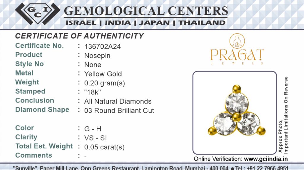 Gold Diamond Nose Pin – Delicate 3 stone nosepin| Elegant Nose Jewelry for WomenNP0299
