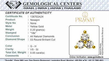 Gold Diamond Nose Pin – Delicate 3 stone nosepin| Elegant Nose Jewelry for WomenNP0299