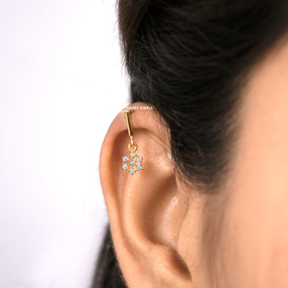 18K Yellow Gold Brillant Cut Helix Bugadi Diamond Hand crafted with loveNP0685