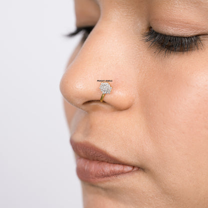 Natural Diamond Flower Stud for, 18K Gold Diamond Helix Bugadi NP1167