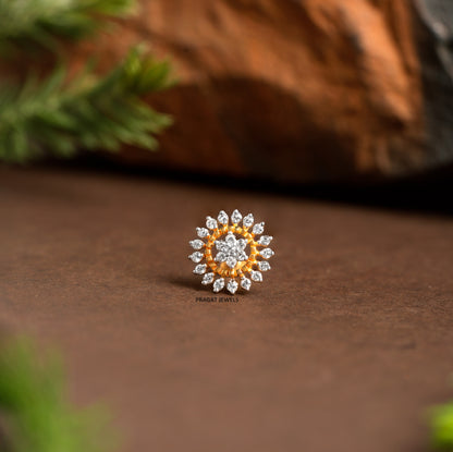 Gold stud Nosepin , Flower nose stud, India nose stud, Solid gold nose stud 18k gold nose stud, Dainty, Boho NP1122