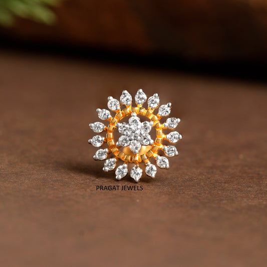Gold stud Nosepin , Flower nose stud, India nose stud, Solid gold nose stud 18k gold nose stud, Dainty, Boho NP1122