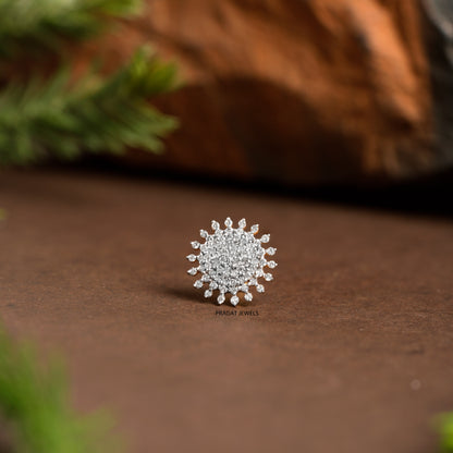 Yellow Gold Diamond Floral Round Nosepin A precious Gift for The Percious One.NP0674