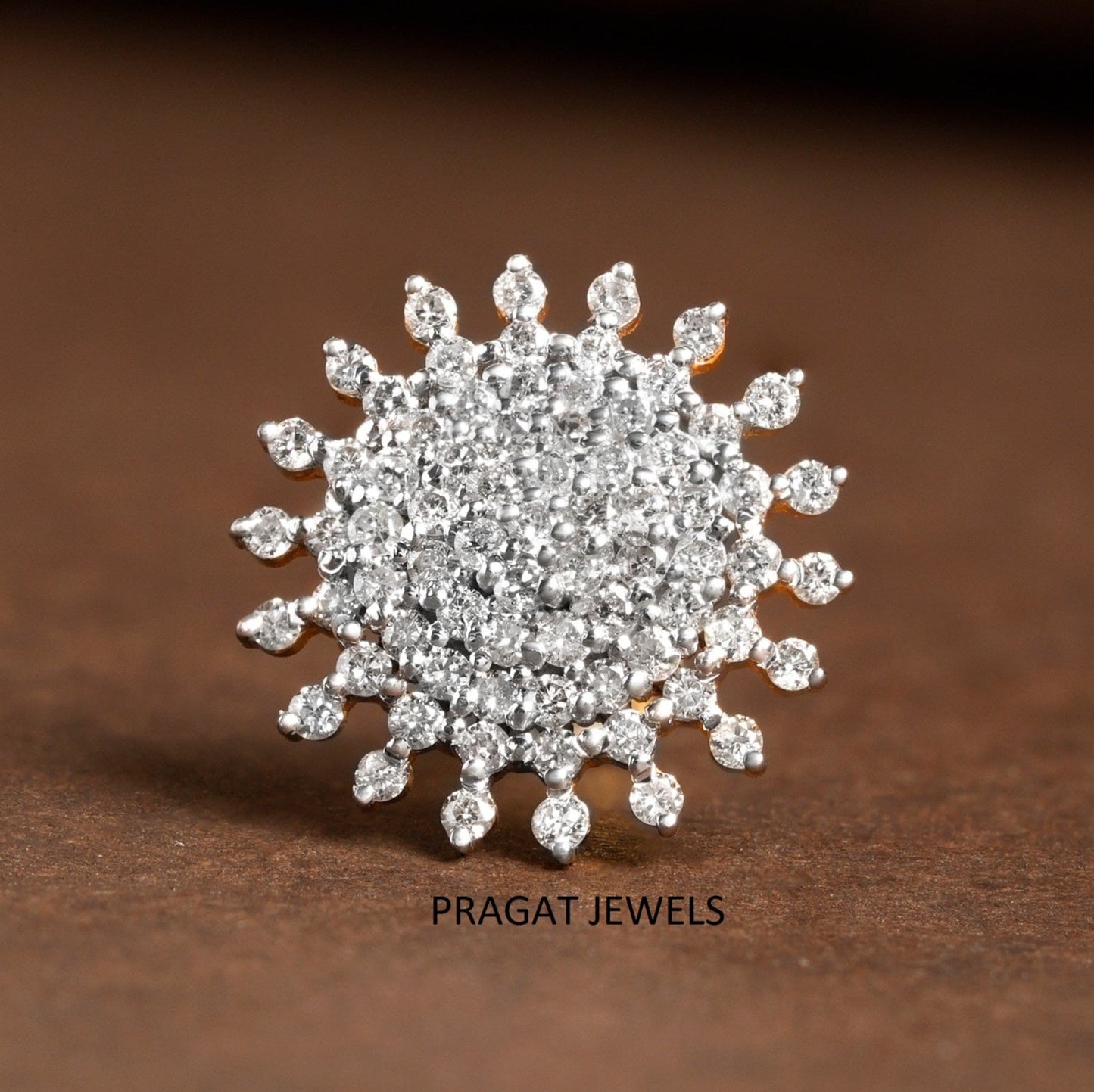 Yellow Gold Diamond Floral Round Nosepin A precious Gift for The Percious One.NP0674
