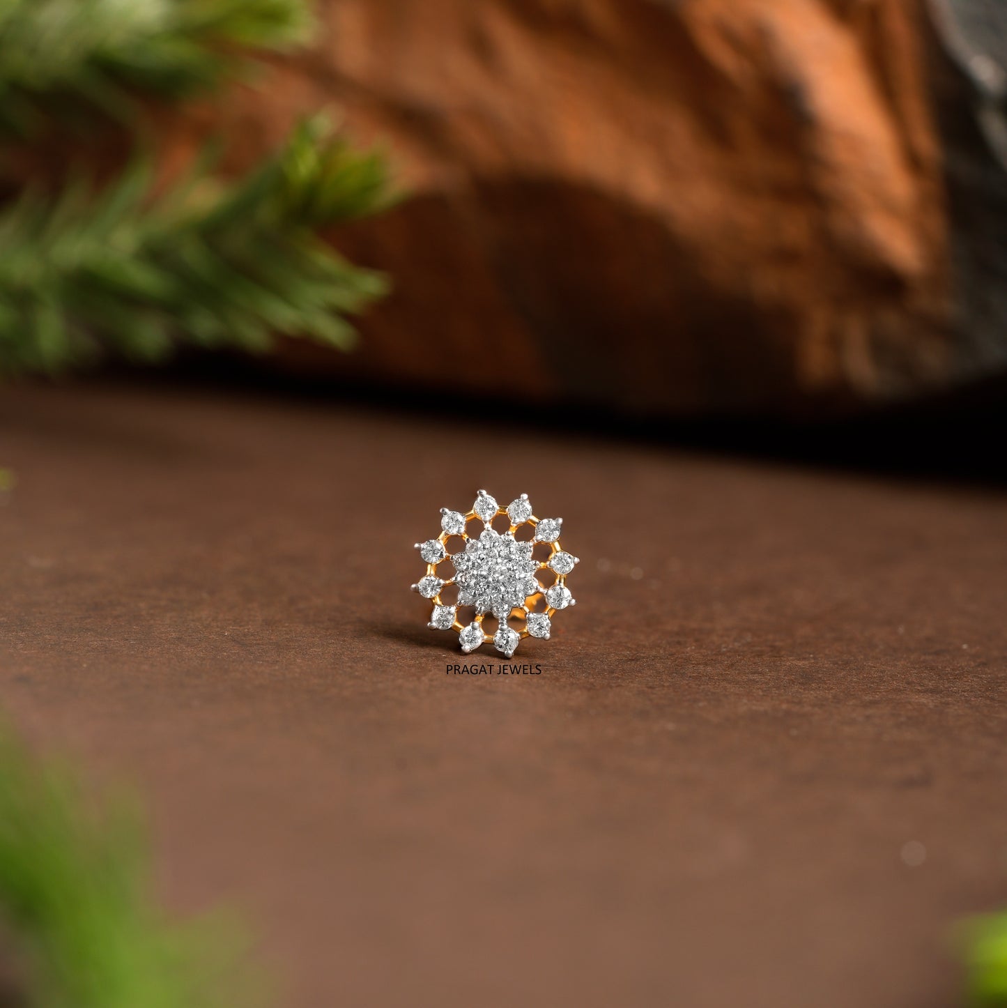 Gold Tiny Flower Nosepin  Solitaire Yellow gold Nosepin Jewelry