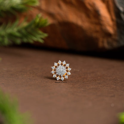 Gold Tiny Flower Nosepin  Solitaire Yellow gold Nosepin Jewelry
