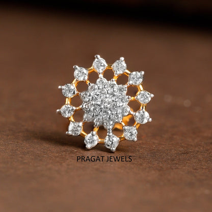Gold Tiny Flower Nosepin  Solitaire Yellow gold Nosepin Jewelry