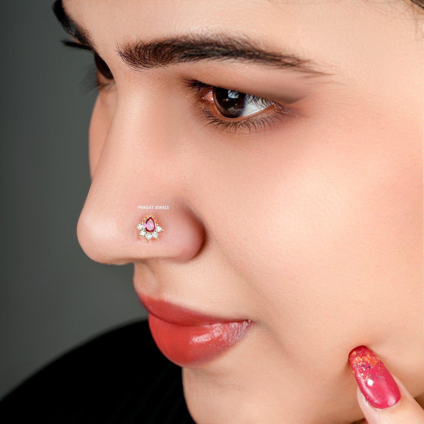 Diamond Stud Pear shape Yellow Gold 8MM Nosepin ,A Perfect Gift For Your Perfect Partner.NP1068