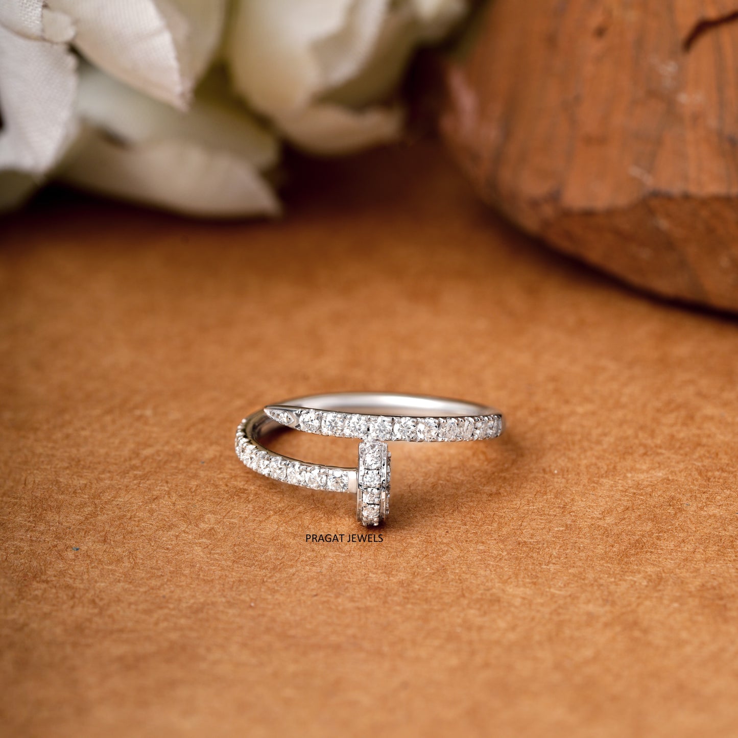 Diamond cluster ring whine Gold Yellow Gold Brillant Cut Diamond Stud Ladies Engagement Ring, Hand crafted with love - PRAGAT JEWELS
