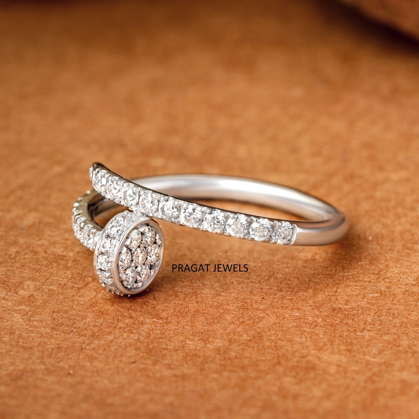Diamond cluster ring whine Gold Yellow Gold Brillant Cut Diamond Stud Ladies Engagement Ring, Hand crafted with love - PRAGAT JEWELS
