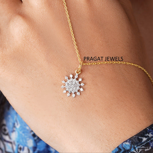 Round Rose Cut 14k Gold Diamond Pendant  Jewelry Anniversary Gift Engagement Gift Gift for her Gold NP0159