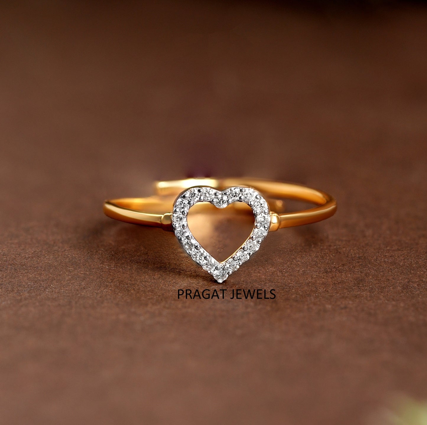 "Gold Heart Ring  – Adjustable Dainty Promise Ring for Women, Open Heart Gold Ring, Valentine's Day Gift for Her LR10411