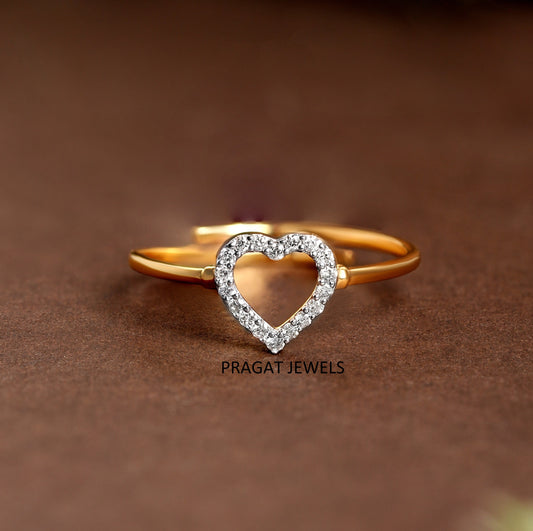 "Gold Heart Ring  – Adjustable Dainty Promise Ring for Women, Open Heart Gold Ring, Valentine's Day Gift for Her LR10411