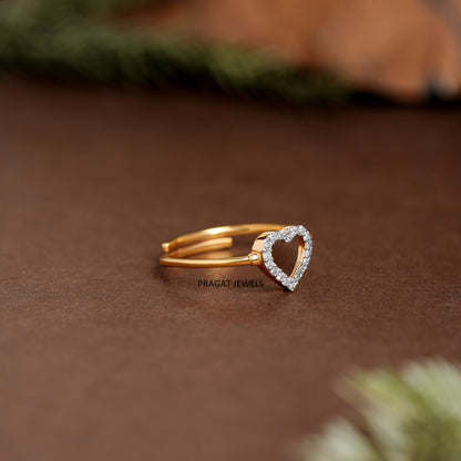 "Gold Heart Ring  – Adjustable Dainty Promise Ring for Women, Open Heart Gold Ring, Valentine's Day Gift for Her LR10411