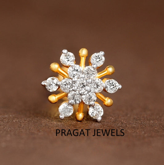 Solid Gold  Nose Stud  Flower Nosepin Flower Nose Stud