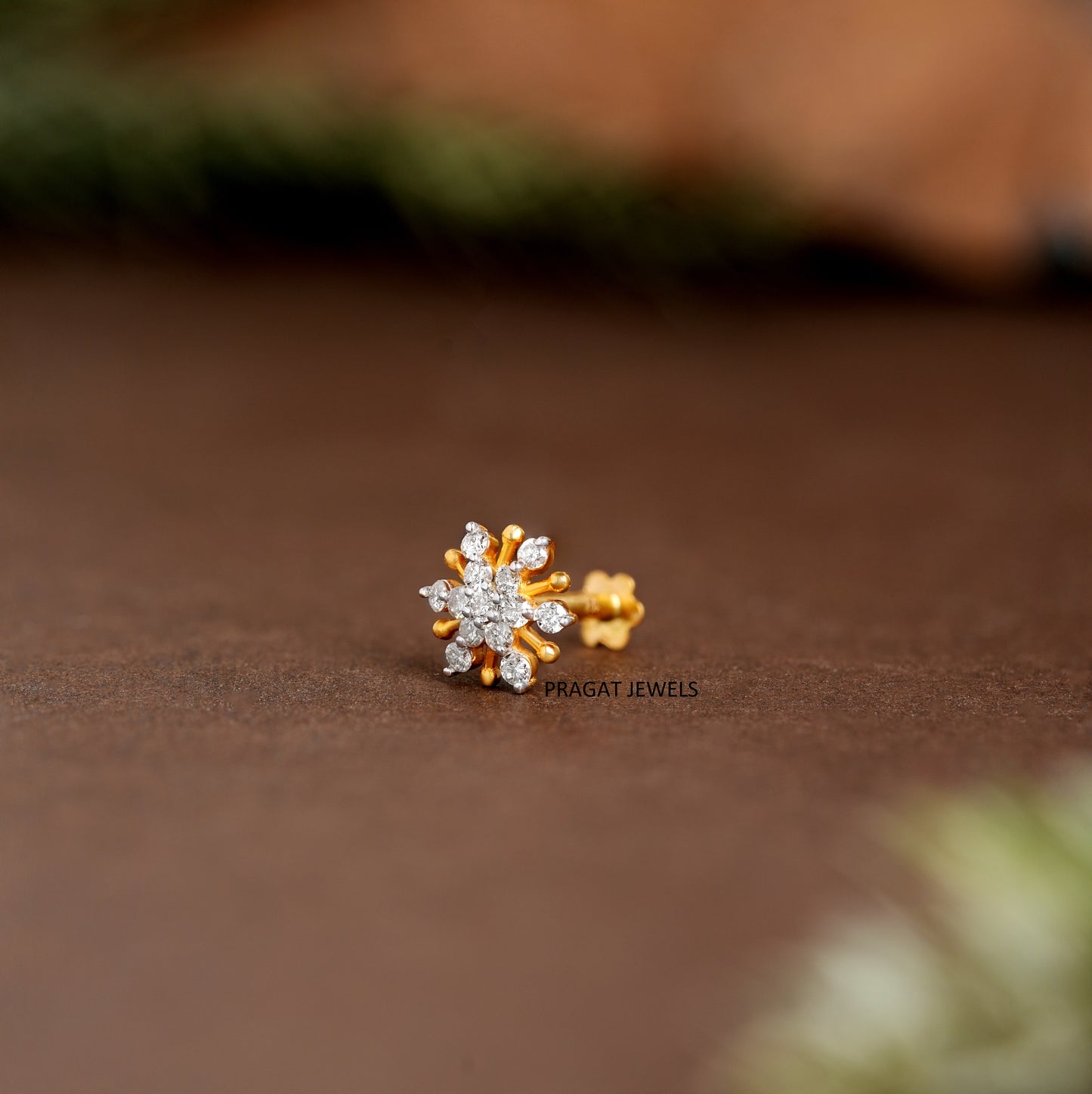 Solid Gold  Nose Stud  Flower Nosepin Flower Nose Stud