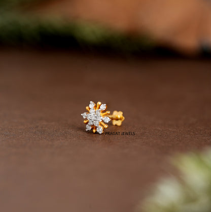 Solid Gold  Nose Stud  Flower Nosepin Flower Nose Stud