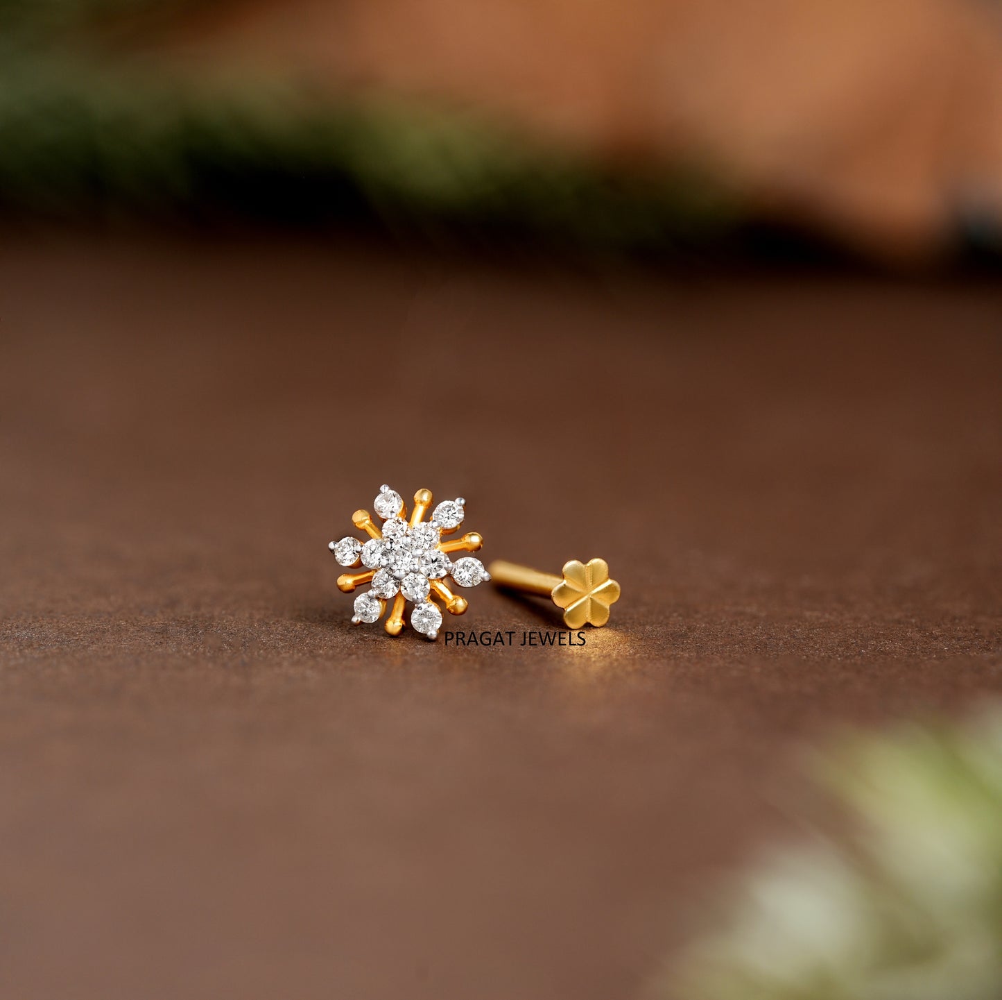 Solid Gold  Nose Stud  Flower Nosepin Flower Nose Stud
