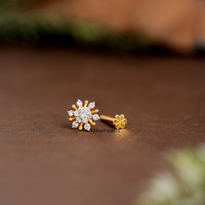 Solid Gold  Nose Stud  Flower Nosepin Flower Nose Stud