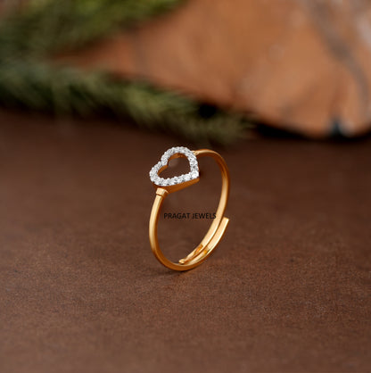 "Gold Heart Ring  – Adjustable Dainty Promise Ring for Women, Open Heart Gold Ring, Valentine's Day Gift for Her LR10411