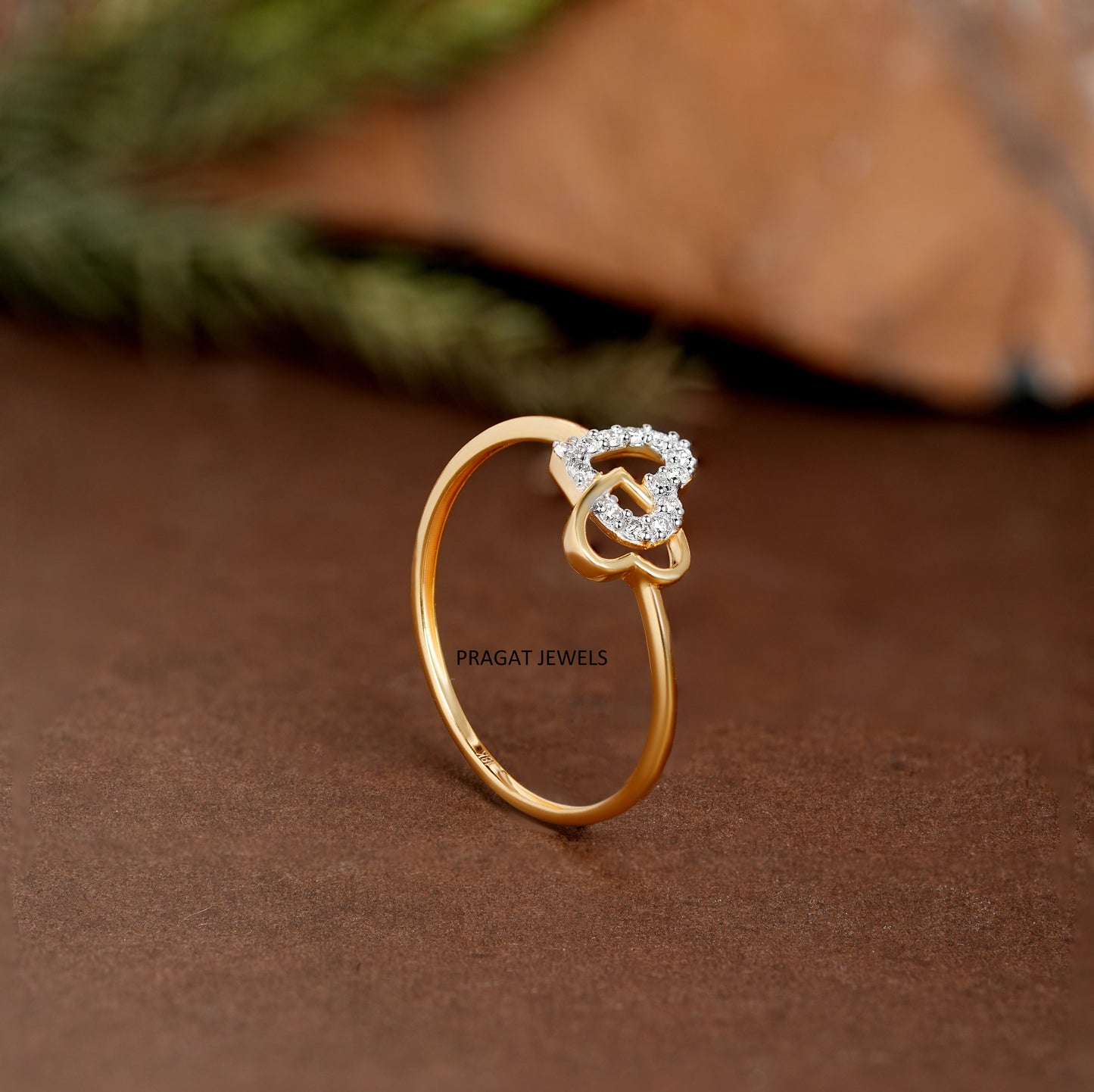 "14K Gold  Double Heart Ring | Dainty Promise Ring | Valentine's Day Gift for Her | Stackable Heart Jewelry"LR10641