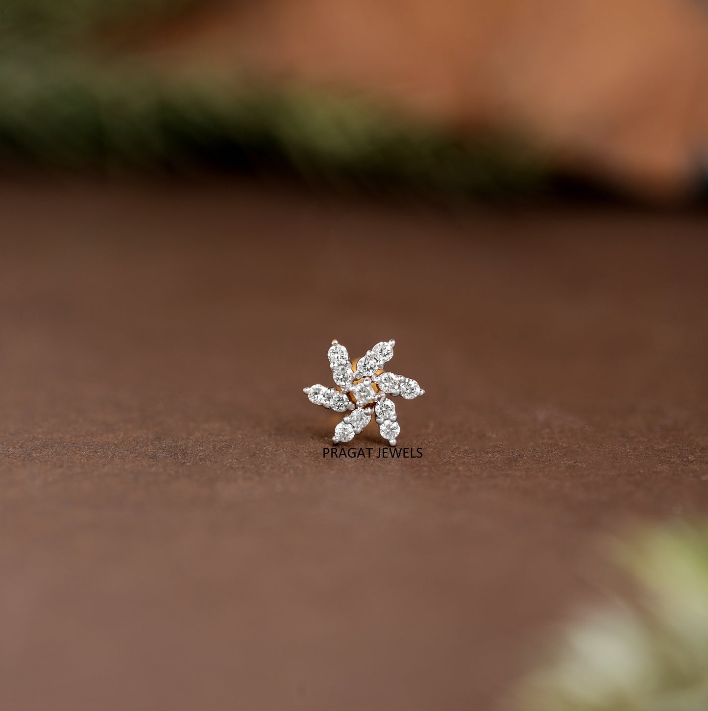 Natural Diamond Nose Pin/  Yellow Gold Wire Type Nose Pin/ Engagement Gif Anniversary Gift NP1131