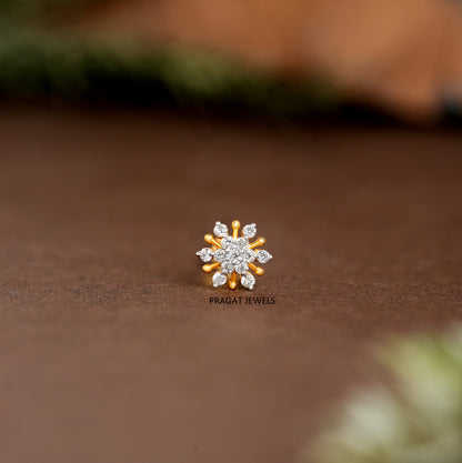 Solid Gold  Nose Stud  Flower Nosepin Flower Nose Stud