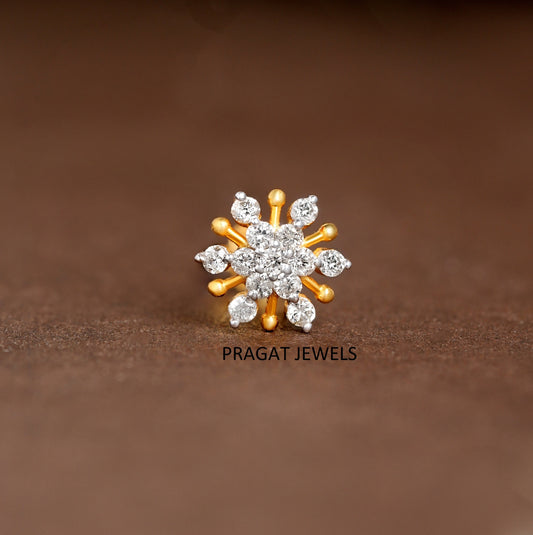 Solid Gold  Nose Stud  Flower Nosepin Flower Nose Stud
