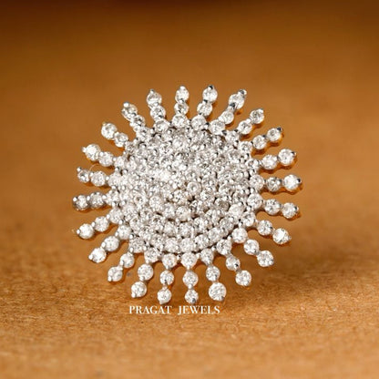 Diamonds Cluster Nosepin 18K Gold Indian Nose Stud Traditional Nose A precious Gift for The Percious One. - PRAGAT JEWELS