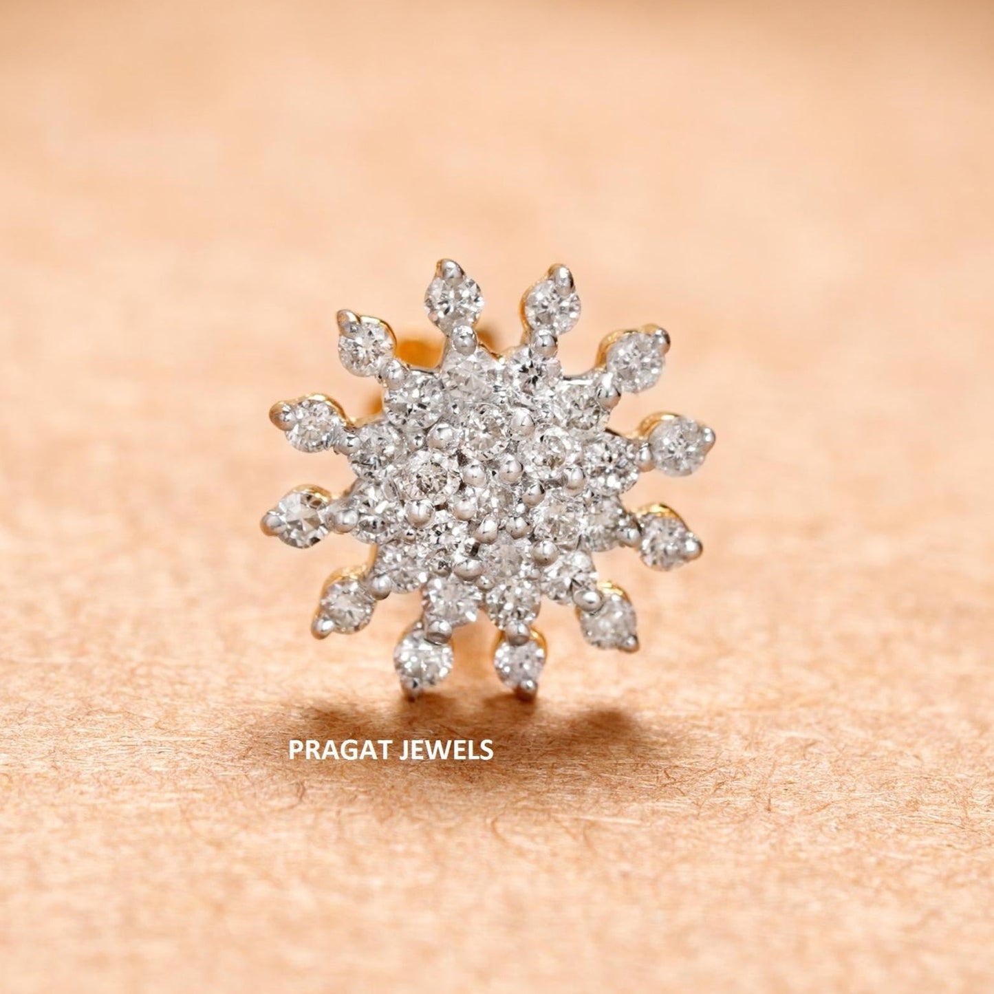 Indian Nose Stud Traditional Nose Stud Indian Nose pin Diamond Nose Piercing Unique Nose Stud 18K Yellow gold Nose Stud  Shape Nose Stud - PRAGAT JEWELS