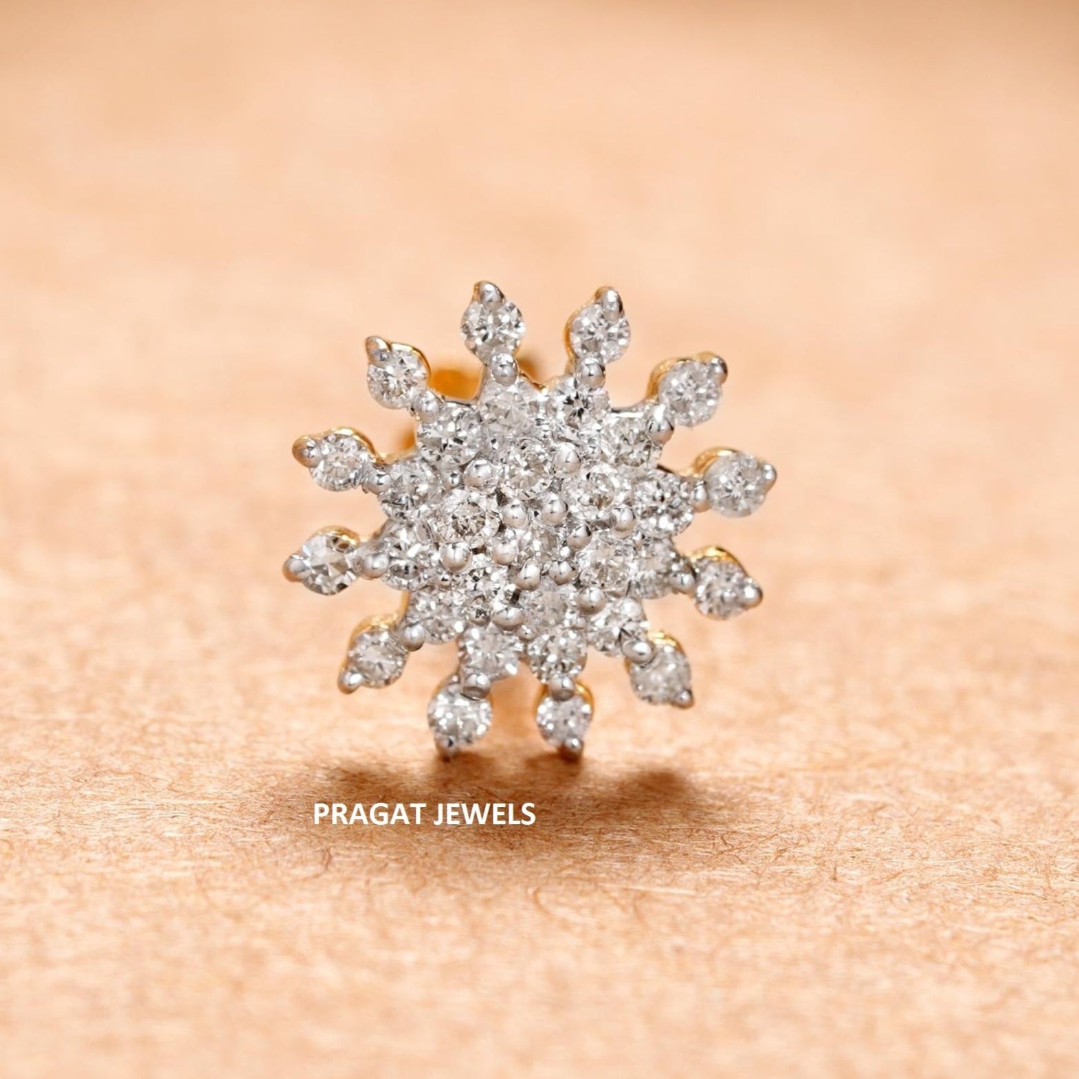 Indian Nose Stud Traditional Nose Stud Indian Nose pin Diamond Nose Piercing Unique Nose Stud 18K Yellow gold Nose Stud  Shape Nose Stud - PRAGAT JEWELS