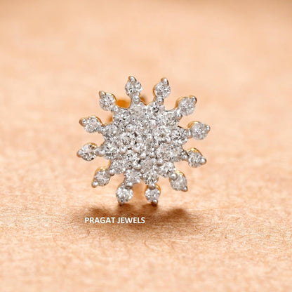 Indian Nose Stud Traditional Nose Stud Indian Nose pin Diamond Nose Piercing Unique Nose Stud 18K Yellow gold Nose Stud  Shape Nose Stud - PRAGAT JEWELS