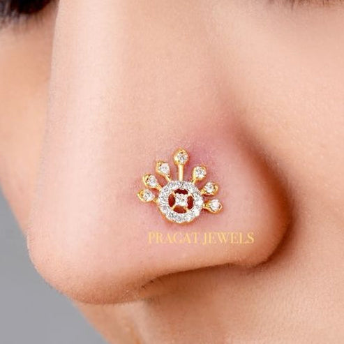 18K Yellow Gold 10.3MM Nosepin ,Handcrafted With Love For the Special Moments Of Your Life. - PRAGAT JEWELS