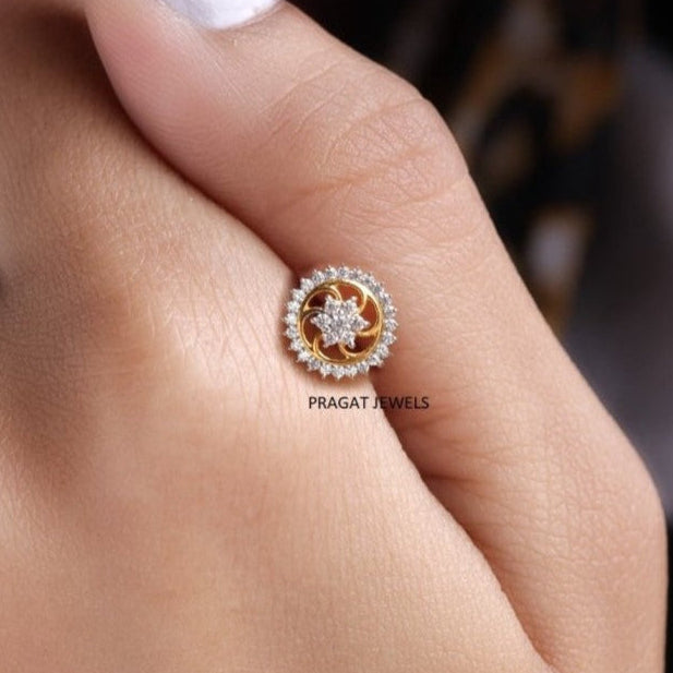 18K Yellow Gold Brillant Cut Diamond Hand crafted with love - PRAGAT JEWELS