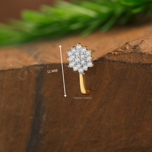 Natural Diamond Flower Stud for, 18K Gold Diamond Helix Bugadi NP1167