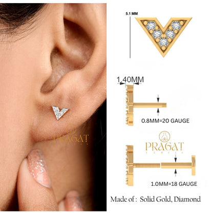 Lucky Clover 18Kt Gold and Diamond Stud Earrings Yellow Gold Bridesmaid Jewelry NP1217
