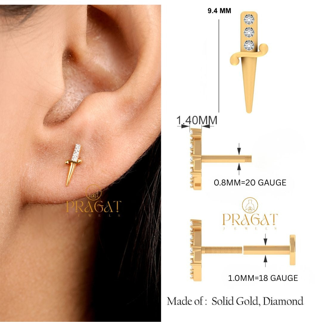 Gold Diamond Cross / Small Diamond Cross Earring /Mini Diamond Cross Stud earring Baptism Gift / NP1258