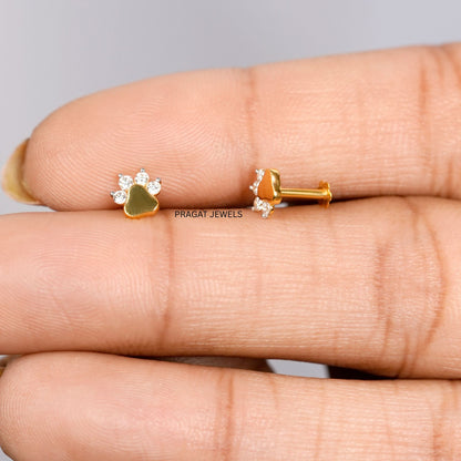 Solid Gold Cherry Blossom Stud Earrings, Dainty Yellow Gold Sakura Flower Earrings, Real Gold Gift for Her NP1257