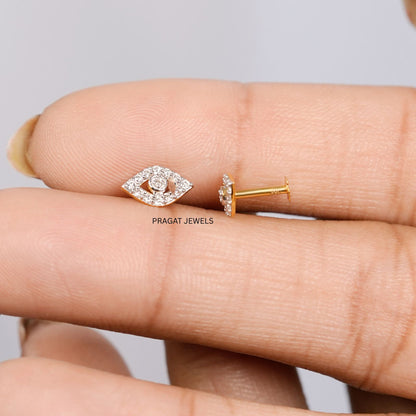Minimal Diamond Stud Earrings | Evil Eye Inspired Dainty Jewelry | Everyday Elegant Gift for Her NP1235