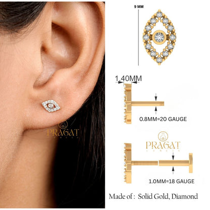 Minimal Diamond Stud Earrings | Evil Eye Inspired Dainty Jewelry | Everyday Elegant Gift for Her NP1235
