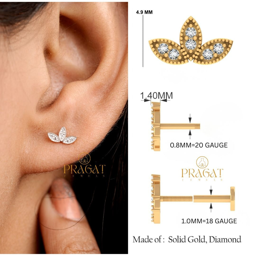 Minimal Diamond Stud Earrings | Curved Line Design | Dainty Everyday Jewelry”NP1220