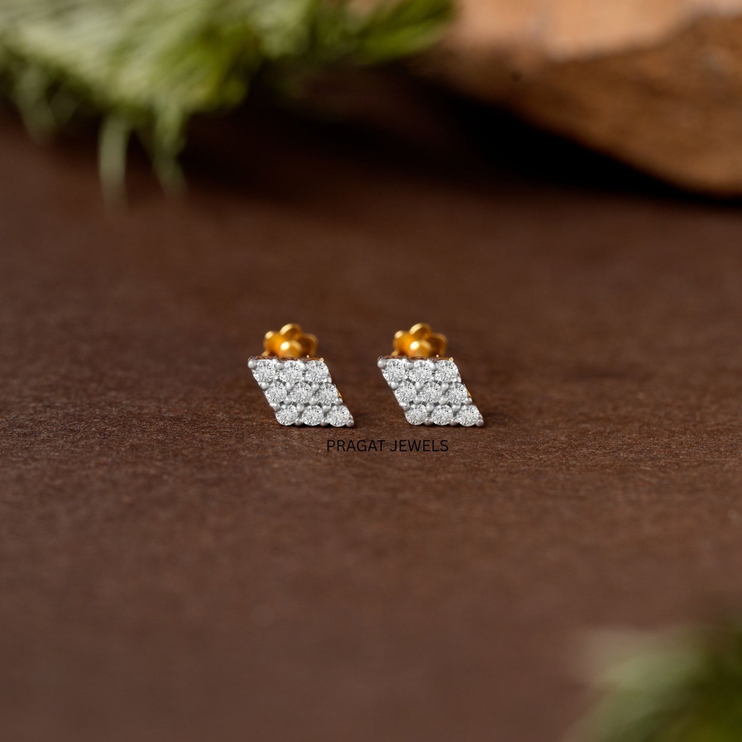 Mini Spark Diamond Stud Earrings/Classic Diamond Mosaic Stud/Petite Diamond Cluster Studs NP0797