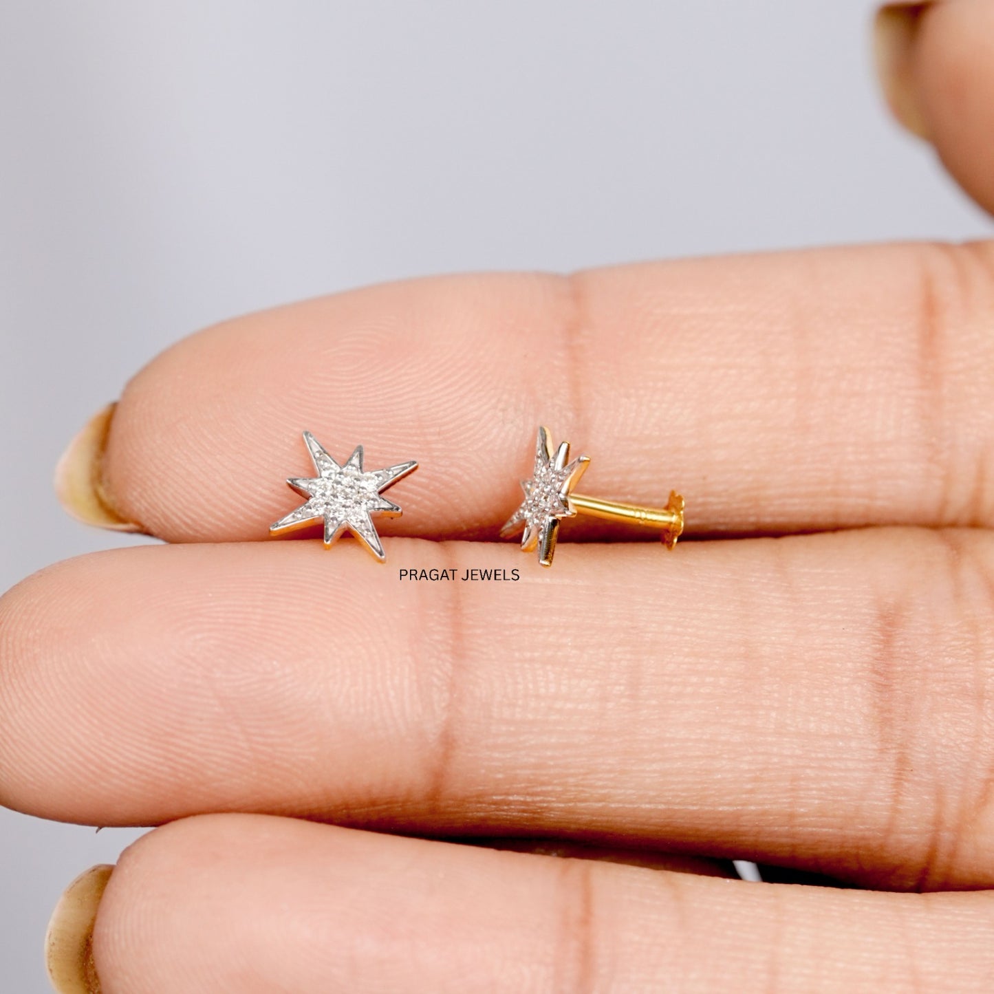 Celestial Star Diamond Stud Earrings/Starlight Sparkle Studs/Radiant Star Diamond Earrings NP1239