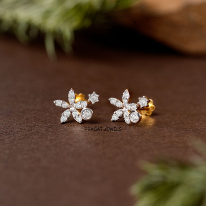 Daisy Bloom Diamond Studs/Petal Grace Diamond Earrings/Floral Whisper Diamond Stud/NP1227