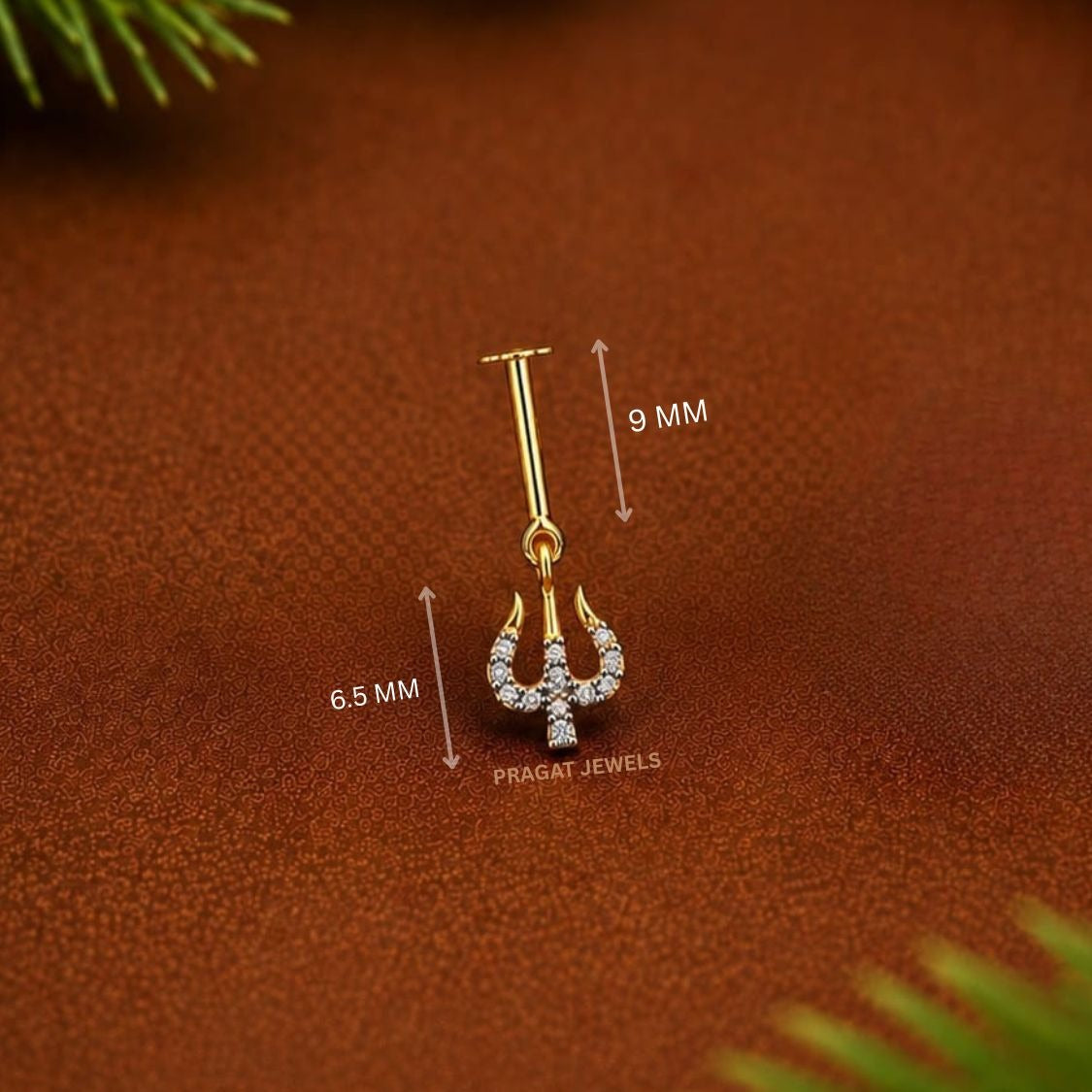 Mahadev Trishul Spark Stud Earrings/Divine Trident Diamond Earrings/Shivaya Trishul Gold Earrings/NP1385