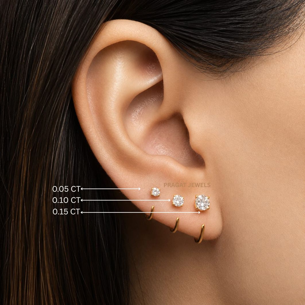 Celeste Spark Diamond Stud Earrings/Trio Brilliance Gold Stud Earrings/Classic Solitaire Diamond Studs/NP1403